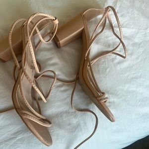 NUDE STRAPPY HEELS (size 8.5)